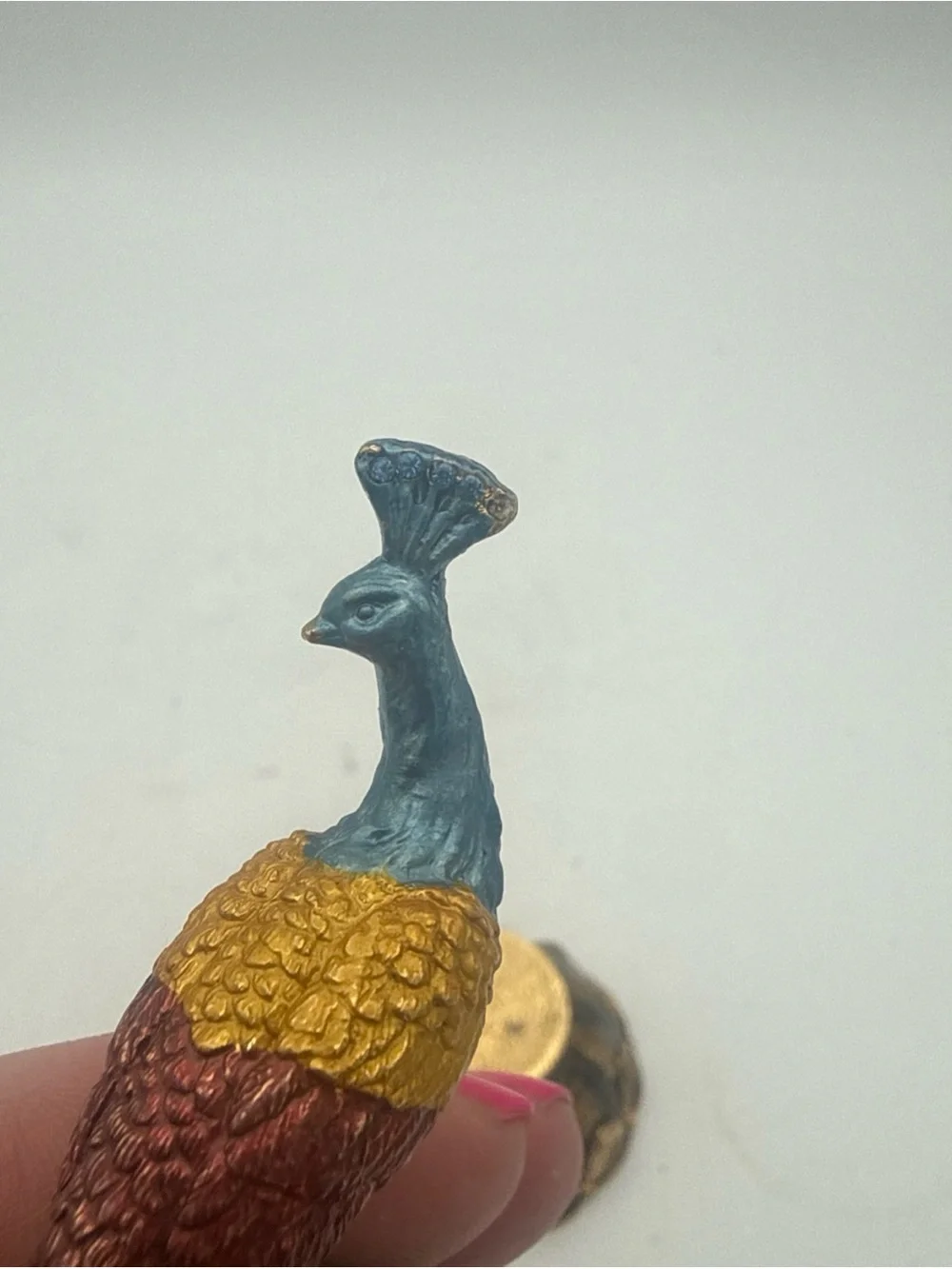 VTG Bejeweled Peacock Bird Egg Trinket Box Magnetic Lid Enamel Inside 4”
